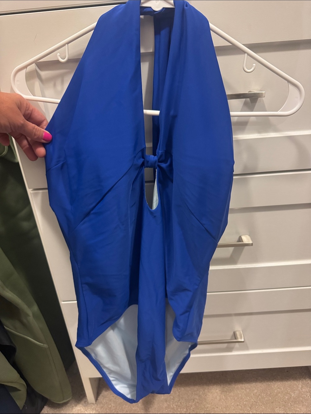 Halter-Keyhole One-Piece Swimsuit in Royal Blue